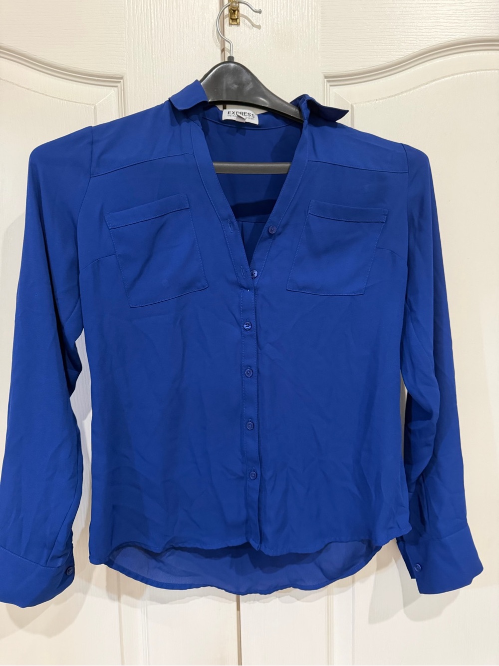 Express Women's Cobalt Blue Button-Down Shirt